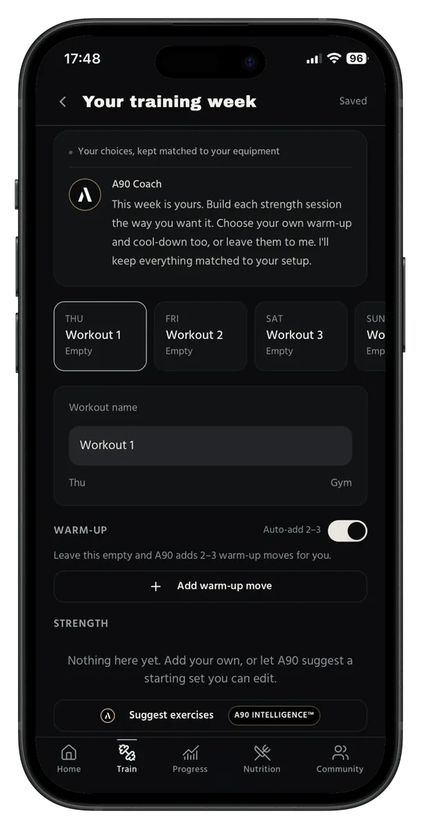 Building your own workout from the A90 exercise library